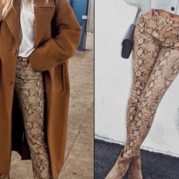 FRAME Le High Straight Python Snakeskin Jeans - Picture 3 of 6